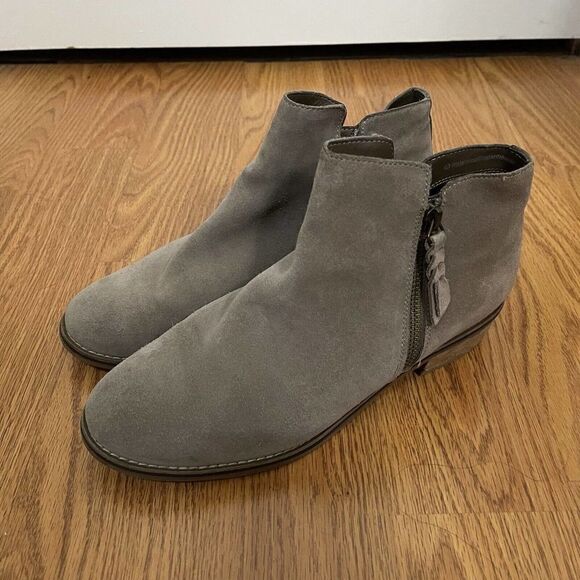BLONDO neutral suede leather tan side zip waterproof ankle boots size US 9.5 - Picture 1 of 9